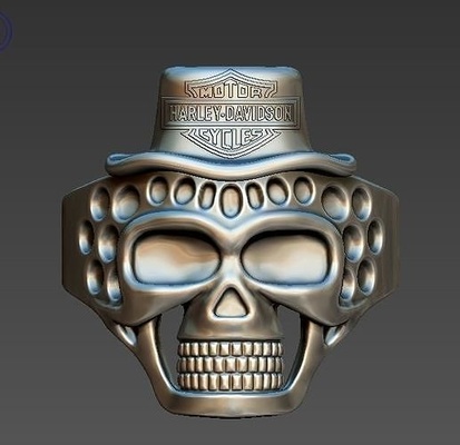 harley davidson cráneo motociclista joyería joya anillo calavera anular giger extraterrestre biomecánica anillos rin 3d print model - Mito3D