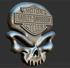 harley davidson crâne 3d stl modèle logo 3dprint emblème moto symbole jeux jouets 3d print model - Mito3D