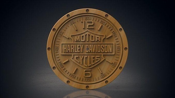 Harley davidson parete orologio Casa scolpito intaglio interni housedecor Woodclock Accessori motociclo motore 3d print model - Mito3D
