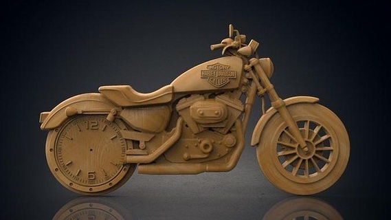 Harley davidson parete orologio Casa scolpito intaglio interni housedecor Woodclock Accessori motociclo motore arredamento 3d print model - Mito3D
