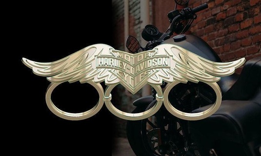 Harley Davidson asas anel ouro luxo joalheria jóias platina homens homem moto ciclo argolas 3d print model - Mito3D