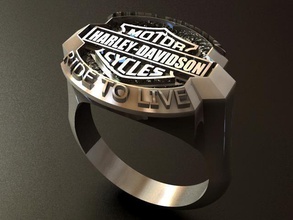 harley devidson ride live ring jewelry silver gold men bike motiobike biker rings 3d print model - Mito3D