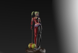 harley quinn harleyquinn dc batman burlone figura arte sculture 3d print model - Mito3D