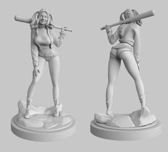 harley quinn 3d modèle impression art statue sculpture imprimable ellaart jeux jouets nomnom 3d print model - Mito3D
