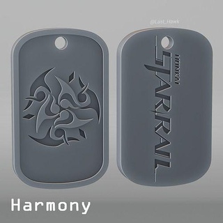 harmony dogtag honkai star cosplay game talisman accessories amulet medalion dogtad rail keychain games toys 3d print model - Mito3D