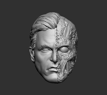 harvey dent two-face - headsculpt action figures toy toys games printable character game cartoon figure 3dprint dc dcuniverse 3d print model - Mito3D