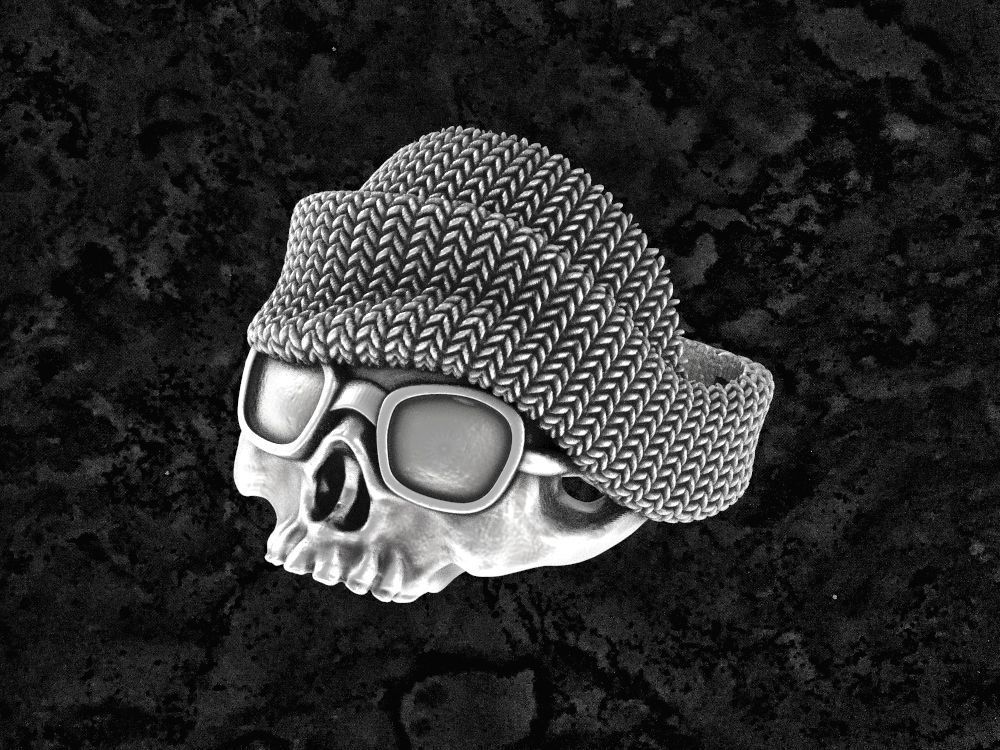 hat-ring ring rings jewelry silver jewellery printable skull hat 3D print model - Mito3D