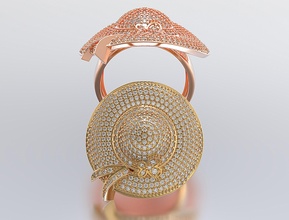 şapka yüzük altın gümüş mücevher elmas elmaslar Kadın KADIN moda retro tasarım stil parlak takı yüzükler 3d print model - Mito3D
