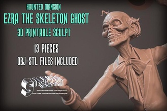 haunted mansion ezra skeleton ghost 3d printable sculpt disney disneyland hitchiking 3dprintable halloween collectible statue mudbox 3dcoat zbrush art sculptures 3d print model - Mito3D