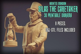 haunted mansion silas caretaker 3d printable diorama disney 3dprintable sculpture collectible statue cemetery halloween dog tombstone art sculptures 3d print model - Mito3D