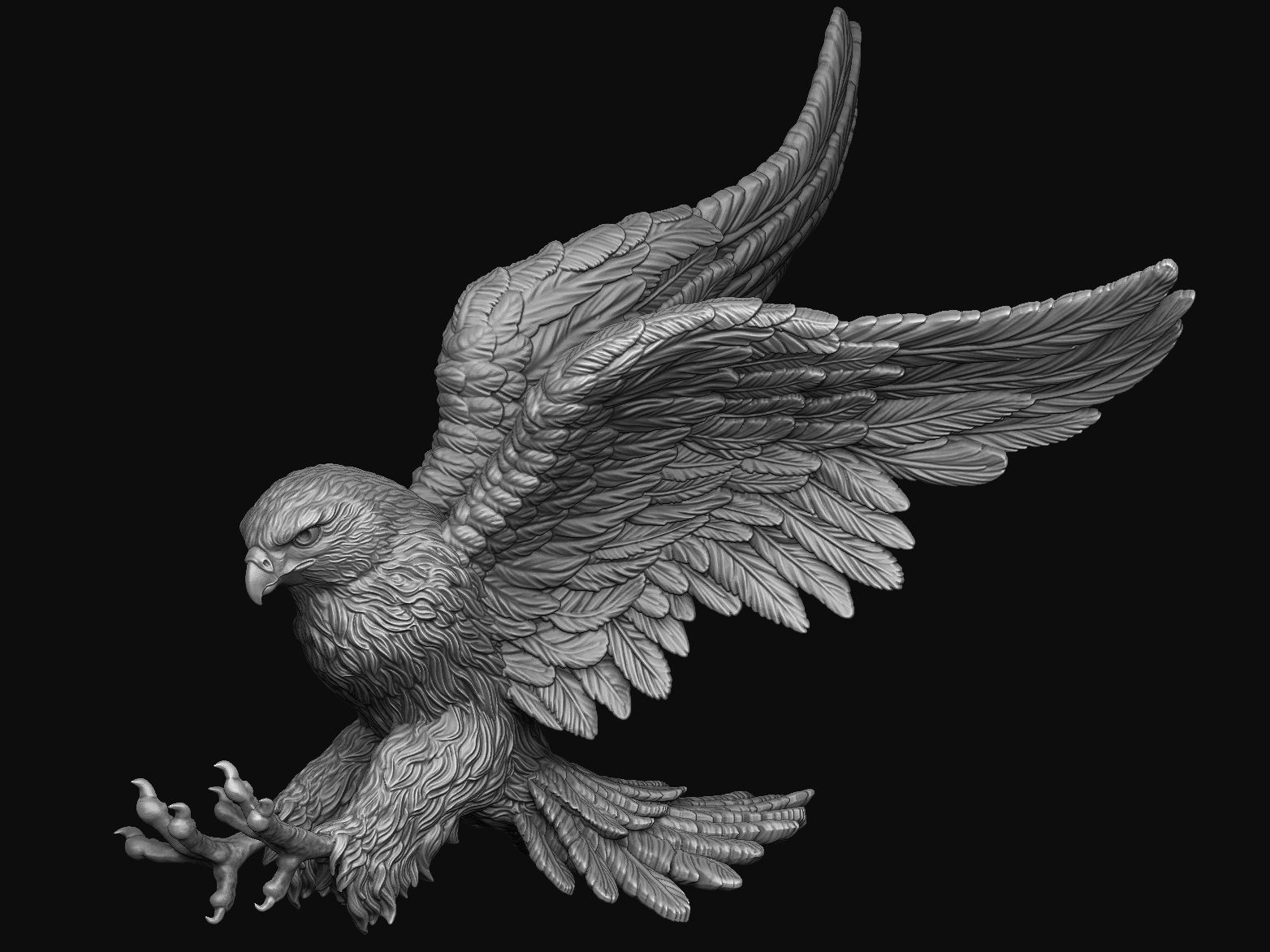 hawk hunting eagle bird wings flying hunt claw animal nature jewelry jewellery pendant art sculptures 3D print model - Mito3D