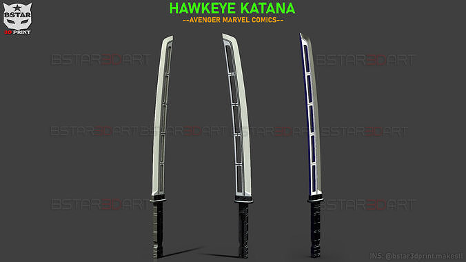 hawkeye katana sword - clint barton weapon marvel comics avenger bladed samurai braton blade cosplay hawk eye accessories games toys 3D print model - Mito3D