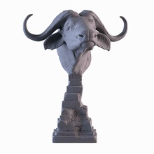 Kopf afrikanisch Büffel Statue Skulptur Stier Tier Bronze Gold Metall Sammlerstück Kuh Silber 3dprinter drucken druckbar Miniatur Hörner bullseye Kunst Skulpturen 3d print model - Mito3D