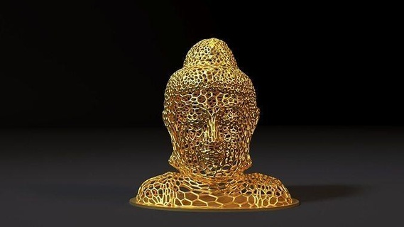 tête Bouddha voronoi buste budda bouddhisme religieux Tibétain Tibet Inde Népal sculpture bronze personnage Humain homme ti art 3d print model - Mito3D