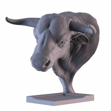 head bull cow mammal buffalo nature toro bullfight statue silver gold resin miniature printable 3dprinter animal animals art sculptures 3d print model - Mito3D