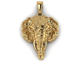 head elephant pendant gold art silver gem 3d cad rhino zbrush jewelry matrix print pendants 3d print model - Mito3D