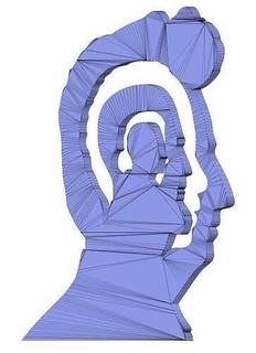 Kopf Illusion Illustration Silhouette Intelligenz Inspiration Bild Kontur Profil Kunst Zeichen Logos 3d print model - Mito3D