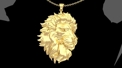 tête Masculin Lion pendentif bijoux or 3d impression modèle argent imprimable diamant bijou gemme engagement pendentifs 3d print model - Mito3D