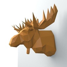 head moose origami geometric figurine sculpture poly lowpoly polygonal art sculptures 3d print model - Mito3D