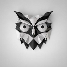 tête of an hibou origami géométrique art abstrait poly pligonaire oiseaux oiseau sculptures 3d print model - Mito3D
