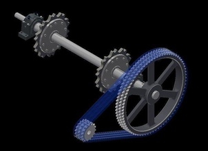 cabeça eixo montagem avental transportador maquinaria equipamento industrial roda dentada dirigir mecânico aço ciência engenharia 3d print model - Mito3D