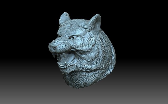 head tiger animal cat kitty tigris tigress figurine sculpture cnc art sculptures 3D print model - Mito3D