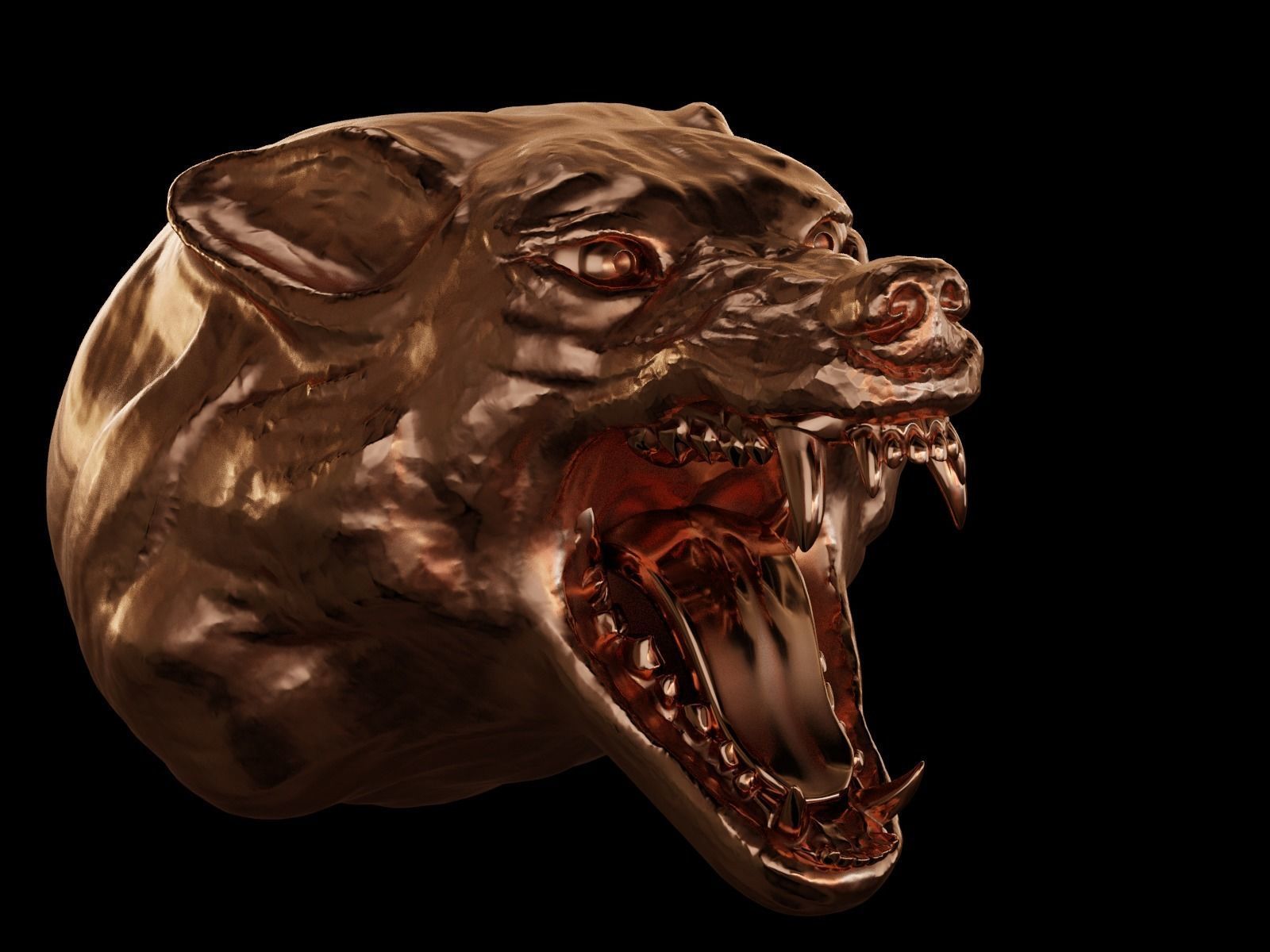 head wolf art angry blender printing sculpting jewelry wolfhead sculptures 3D print model - Mito3D