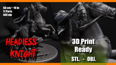 testa cavaliere scultura arredamento antico leggenda creatura barra terrore Halloween 3d Stampa cavallo diorama arte sculture 3d print model - Mito3D