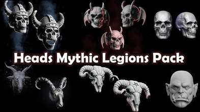 heads mythic legions pack mythiclegions skull animal skeleton actionfigure action collectibles bone games toys 3d print model - Mito3D