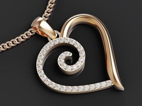 hören Anhänger Herzschlag Schmuck Gold Luxus Liebe leuchtenden Sterling Silber Juwel wertvoll Mode Ring Diamant Halskette Herz 3d print model - Mito3D