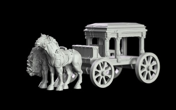 hearse horse drawn chariot cemetery gate horses zombie undead horror carriage cart fantasy rpg role halloween creature whell printable gothic dungeon toys accessories games game 3d print model - Mito3D