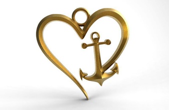heart anchor pendant jewelry art pendants 3d print model - Mito3D