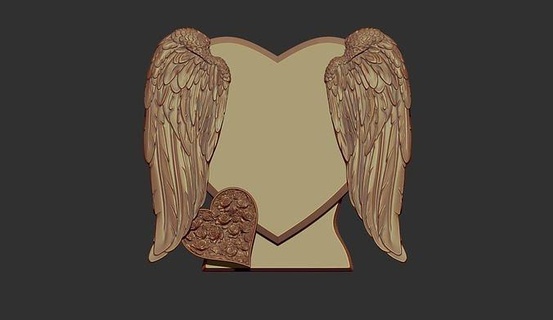 heart angel wings tombstone cnc cncmodel memorial monument dead tomb grave gravestone cemetery graveyard death hearth carve relief roses rose art signs logos 3d print model - Mito3D