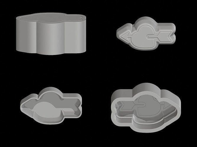 corazón flecha molde bomba baño bañera arte bricolaje diy mano herramienta horneando moldeado pasatiempo 3D print model - Mito3D