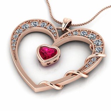 heart bezel set ruby pendant gemstone jewelry diamonds jewels 3dprintable pendants 3d print model - Mito3D