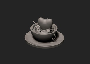 cuore caffeina splash art di san valentino giorno amore caffè cibo bevanda la stampa matematica matematiche arte 3d print model - Mito3D