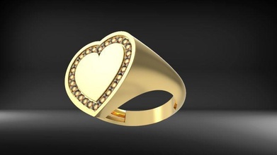 heart chevalier woman ring jewelry gold diamond gem luxury printable brilliant precious solitaire 3dring 3dmodel onestone minimal love rings 3d print model - Mito3D