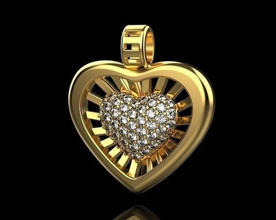 corazón diamante 110 colgante pendiente oro imprimible Boda canalla Moda joyería joya plata compromiso liquidación amor humano colgantes 3d print model - Mito3D