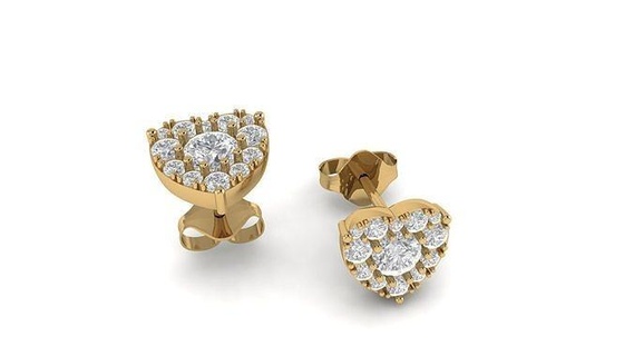 cœur diamant boucles d'oreilles or argent bague bracelet bijou bijoux boucle d'oreille luxe conception imprimable pendentif Collier 3d print model - Mito3D
