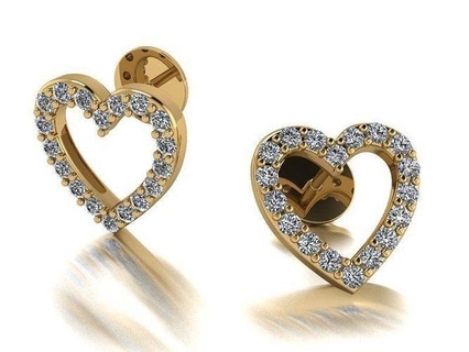 kalp elmas küpe 587 takı Sanat altın kolye yazdırılabilir sterlin mücevher gümüş platin parlak kolyeler bilezik yüzük oval yüzükler 3d print model - Mito3D