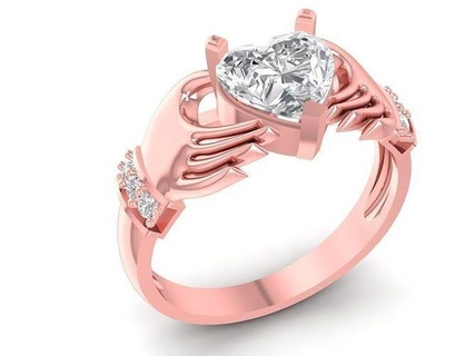 cuore diamante mani squillare 1246 gioielleria moda Accessori oro donna donne design anelli 3d print model - Mito3D