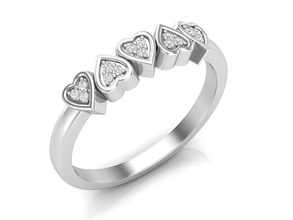 cœur diamant bijoux bague femme engagement mode or mariage bijou anneaux 3d print model - Mito3D