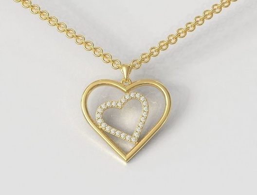 cuore diamante pendente paulorani moda moderno amore gioielleria pietra preziosa collana catena argento oro ciondoli 3d print model - Mito3D