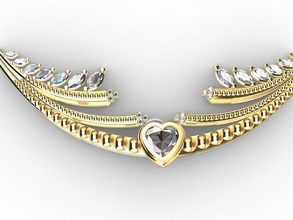 heart diamond pendant chain stls verified jewelry jewellery printable jewel wedding sterling brilliant platinum cad 3d cam fashion design stylish sleek necklace necklaces 3d print model - Mito3D