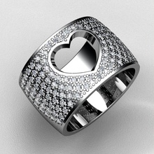 coeur bague en diamant bijoux de l'anneau les anneaux cœur imprimable mariage engagment blanc joyau la saint-valentin le platine or romantique chérie cadeau 3d print model - Mito3D