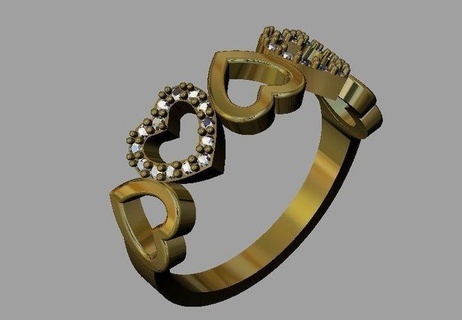 heart diamond ring jewellery gold silver fasion fashion 3dprint printable valentine jewel jewelry rings 3d print model - Mito3D
