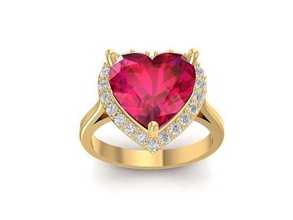 heart diamond ring 1498 jewelry fashion accessories gold woman women design rings 3d print model - Mito3D