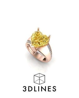 coração diamante anel joalheria argolas Casamento noivado jóia jóias imprimível Alto ouro coquetel branco amarelo rosa platina gema quilate luxo 3d print model - Mito3D