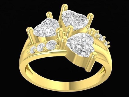 heart diamond women ring 3431 jewelry fashion accessories gold man men new design fengshui rings 3d print model - Mito3D