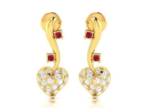heart earring jewelry diamond ear stud cluster dome fashion trends women female men male unisex mix size earrings 3d print model - Mito3D